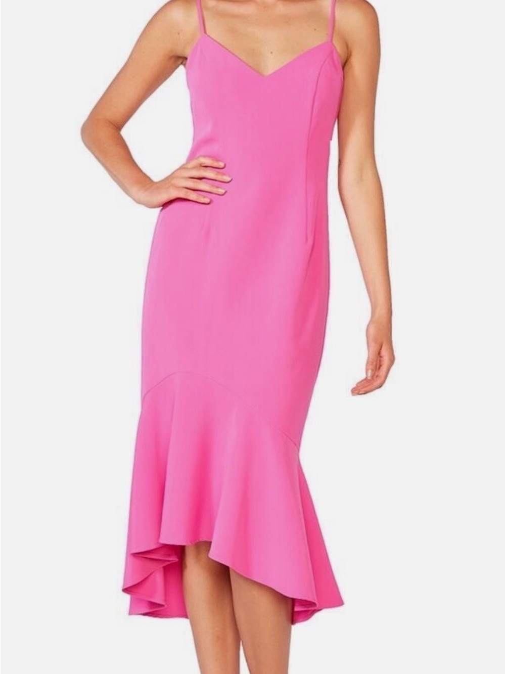 REVOLVE Pink Spaghetti-Strap High-Low Midi Dress